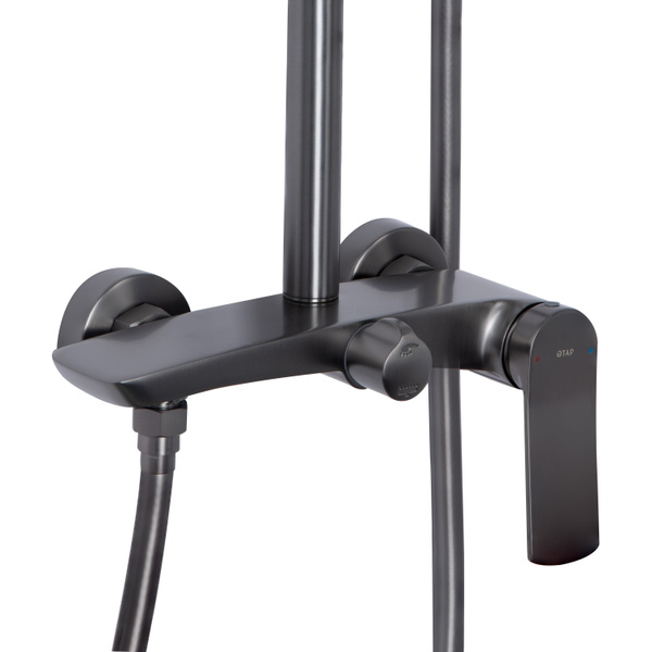 Душова система для душу Qtap Slavonice на два споживачі Gunmetal Black PVD (QTSLA110GMB45913)