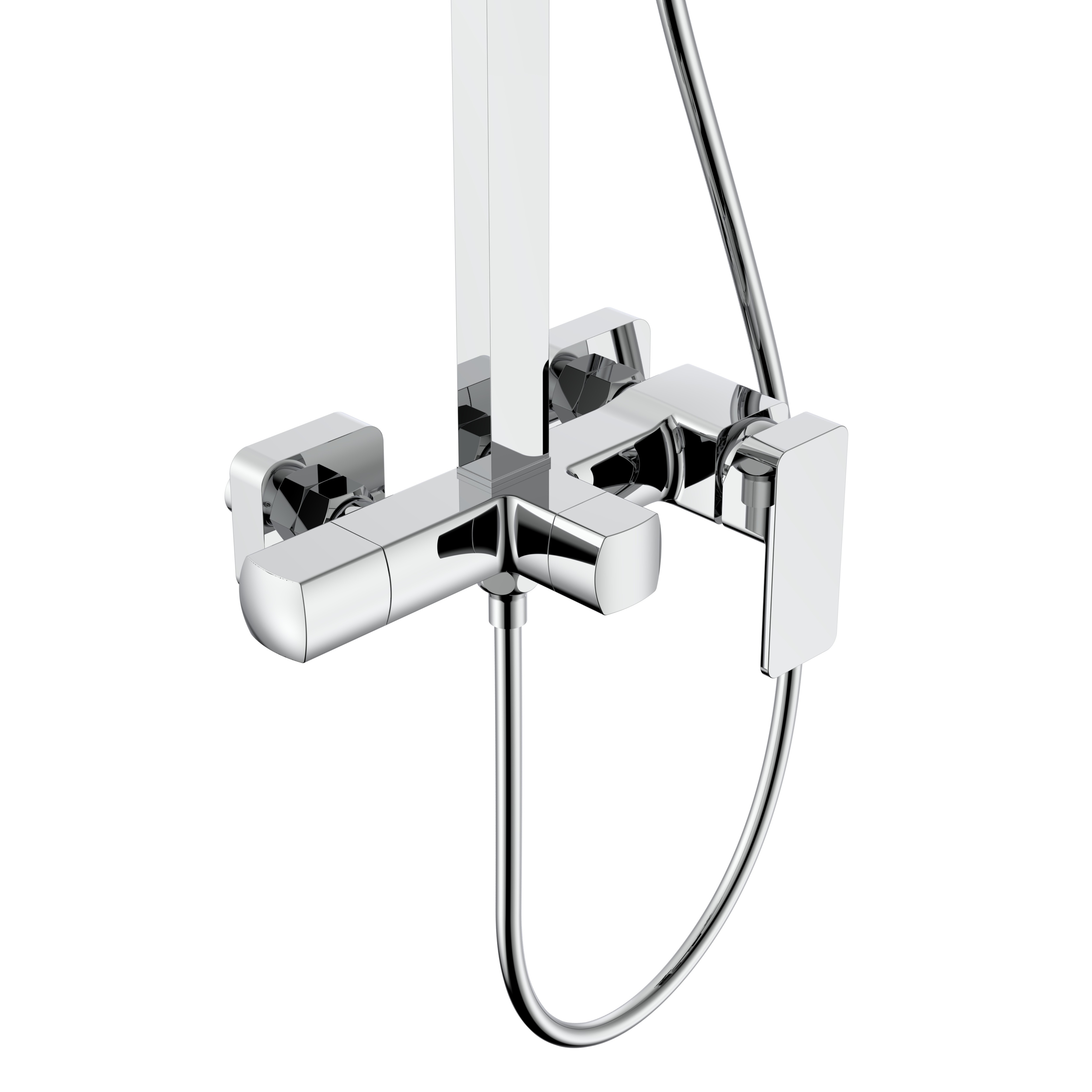 Душова система для кабіни Qtap Capricorn на три споживачі (з виливом) 53103KNC Chrome