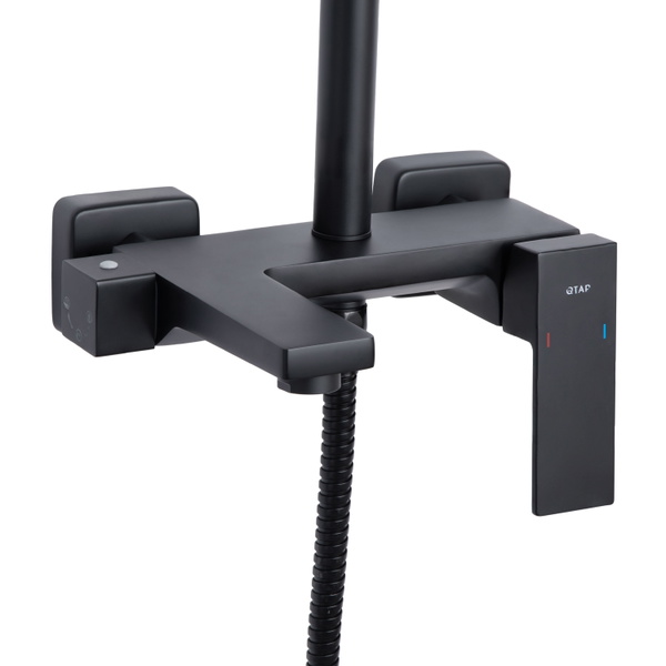 Душова система універсальна Qtap Gemini на три споживачі (з виливом) Black Matt (QTGEM111BLM45686)