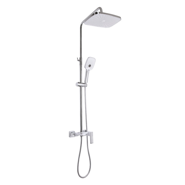 Душова система універсальна Qtap Gemini на три споживачі (з виливом) Chrome/White (QTGEM111CRW45687)