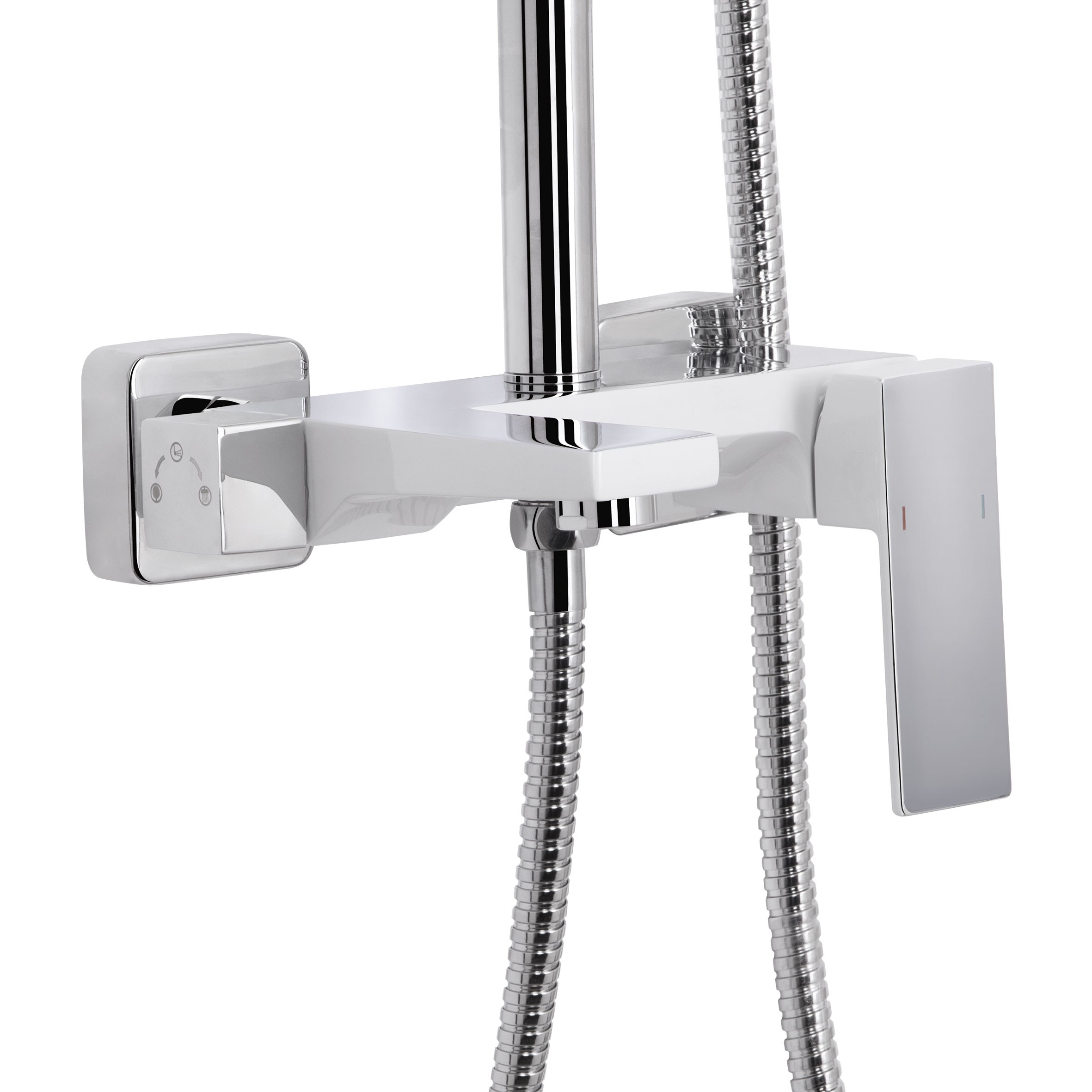 Душова система універсальна Qtap Gemini на три споживачі (з виливом) Chrome/White (QTGEM111CRW45687)