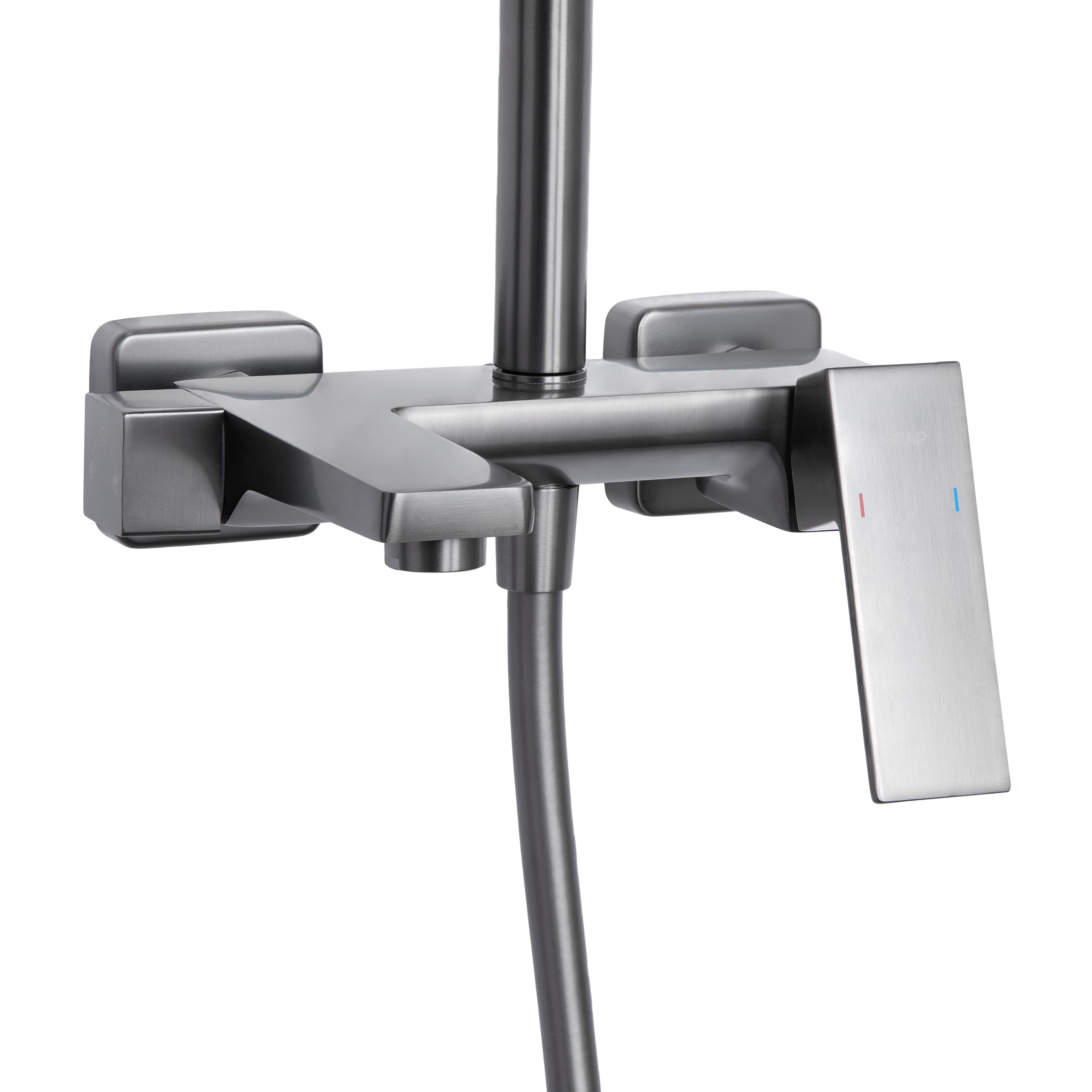 Душова система універсальна Qtap Gemini на три споживачі (з виливом) Gunmetal Black PVD (QTGEM111GMB45688)