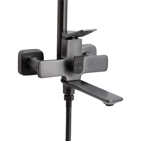 Душова система універсальна Qtap Presto на три споживачі (з виливом) Gunmetal Black (QTPRE111GRP45585)
