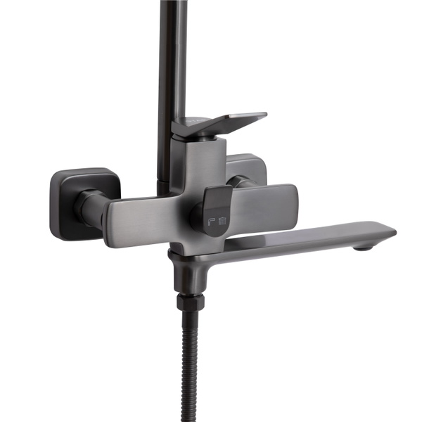 Душова система універсальна Qtap Presto на три споживачі (з виливом) Gunmetal Black (QTPRE111GRP45585)