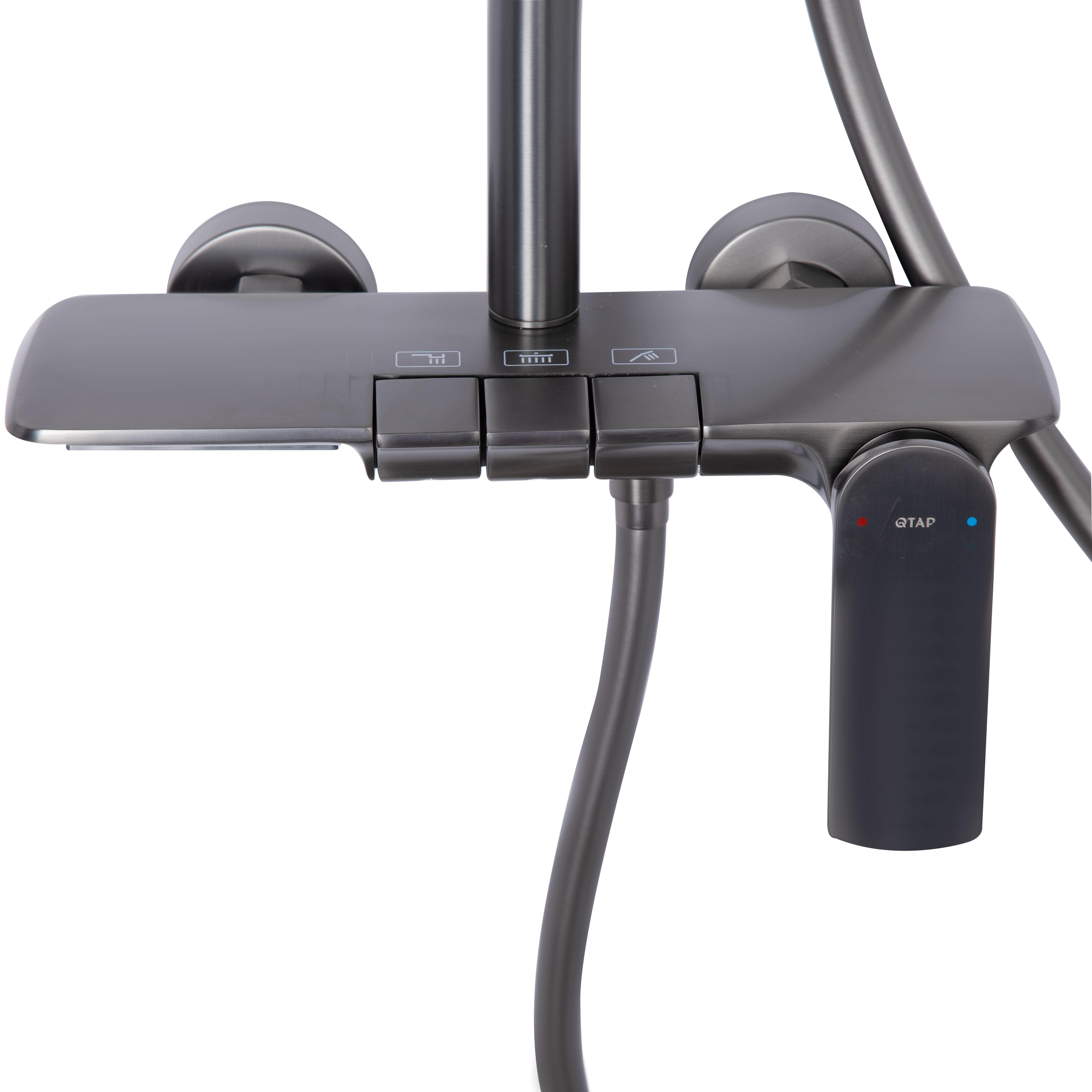 Душова система універсальна Qtap Slavonice на три споживачі (з виливом) Gunmetal Black PVD (QTSLA111GMB45905)