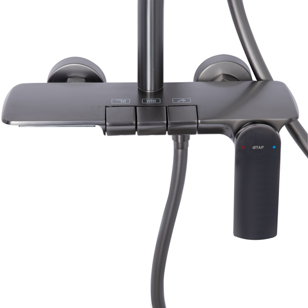 Душова система універсальна Qtap Slavonice на три споживачі (з виливом) Gunmetal Black PVD (QTSLA111GMB45905)
