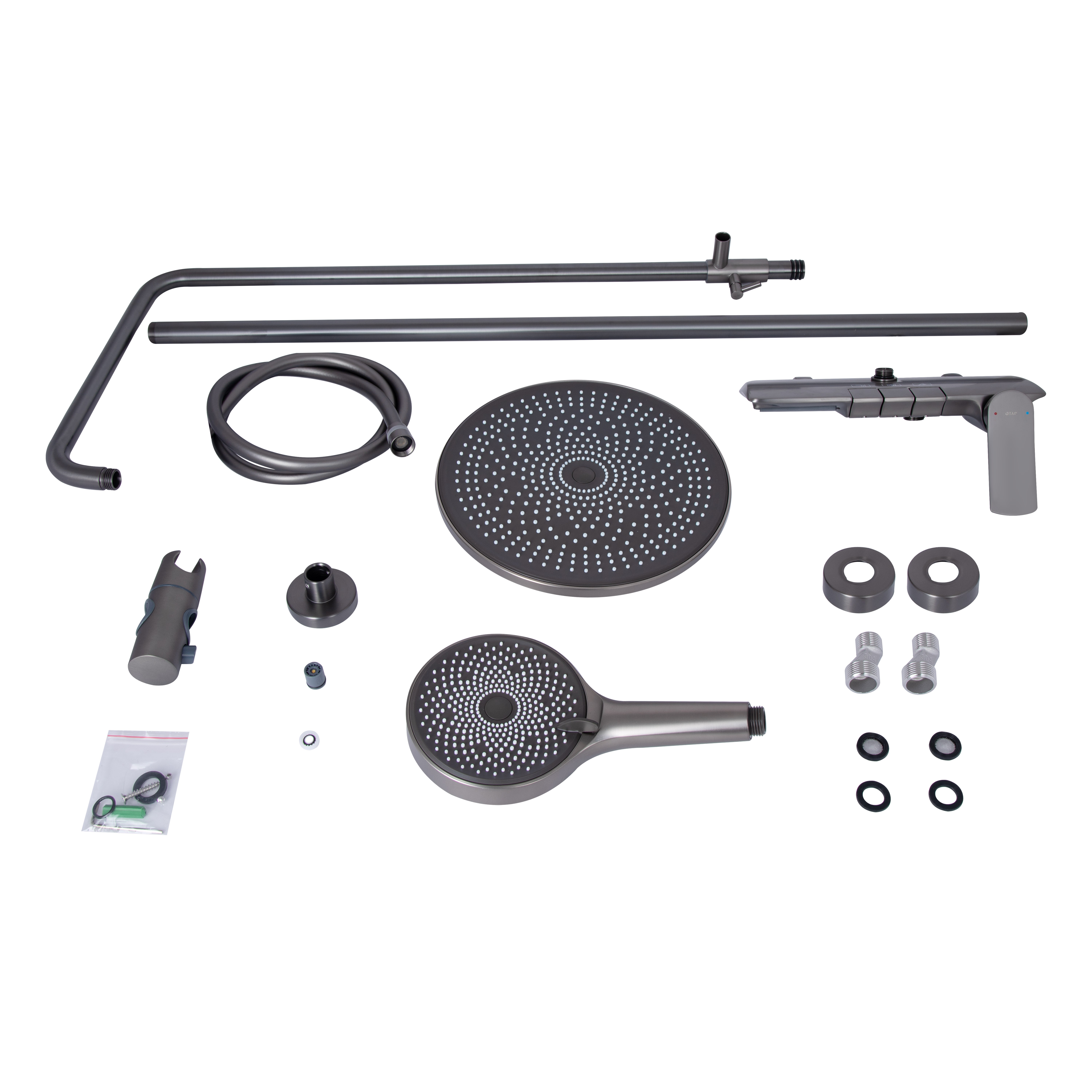 Душова система універсальна Qtap Slavonice на три споживачі (з виливом) Gunmetal Black PVD (QTSLA111GMB45905)