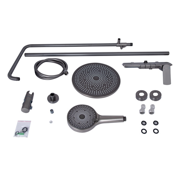 Душова система універсальна Qtap Slavonice на три споживачі (з виливом) Gunmetal Black PVD (QTSLA111GMB45905)