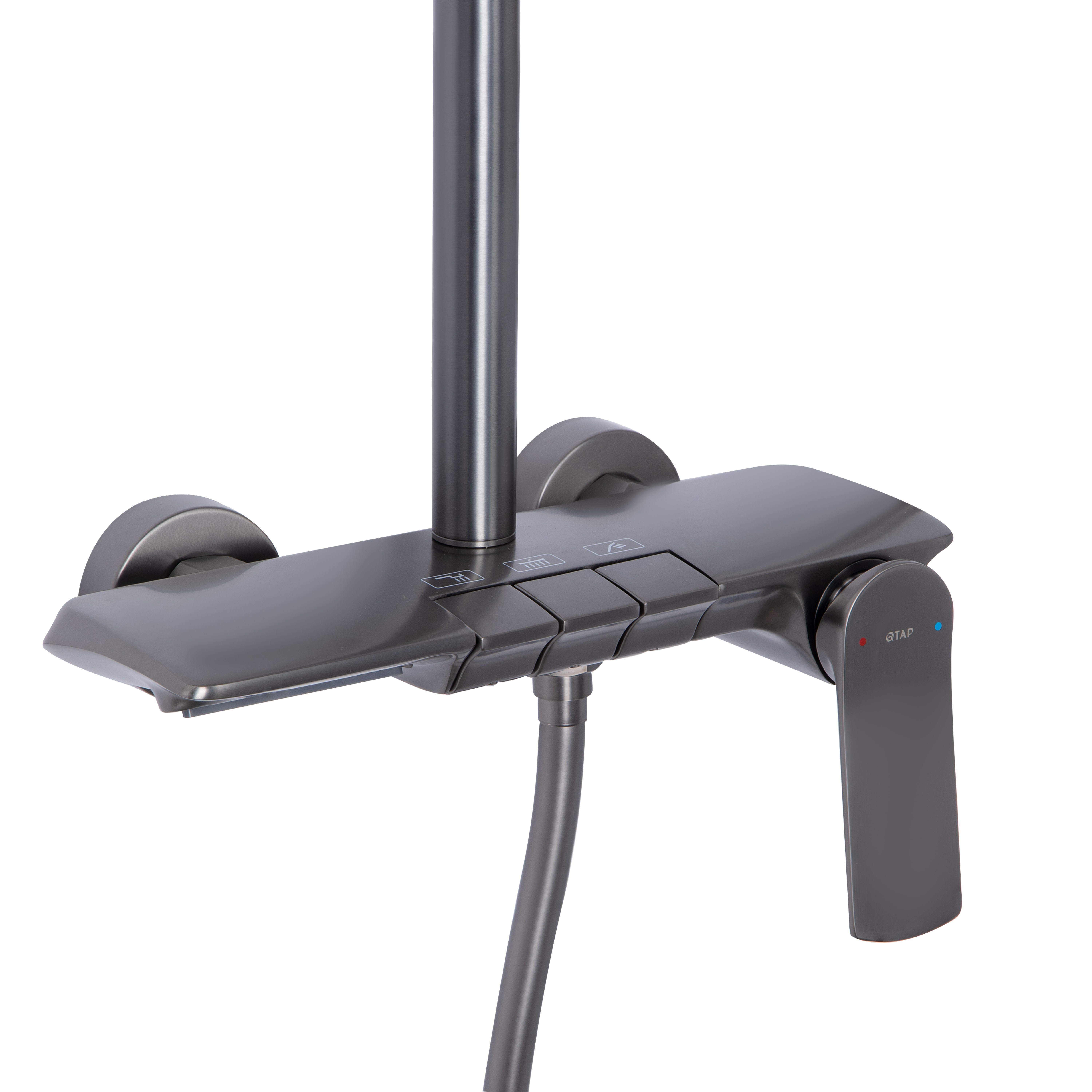 Душова система універсальна Qtap Slavonice на три споживачі (з виливом) Gunmetal Black PVD (QTSLA111GMB45905)