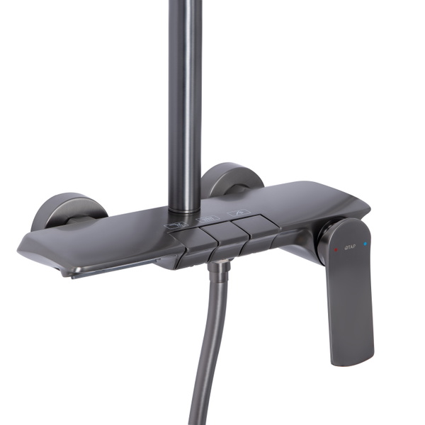 Душова система універсальна Qtap Slavonice на три споживачі (з виливом) Gunmetal Black PVD (QTSLA111GMB45905)