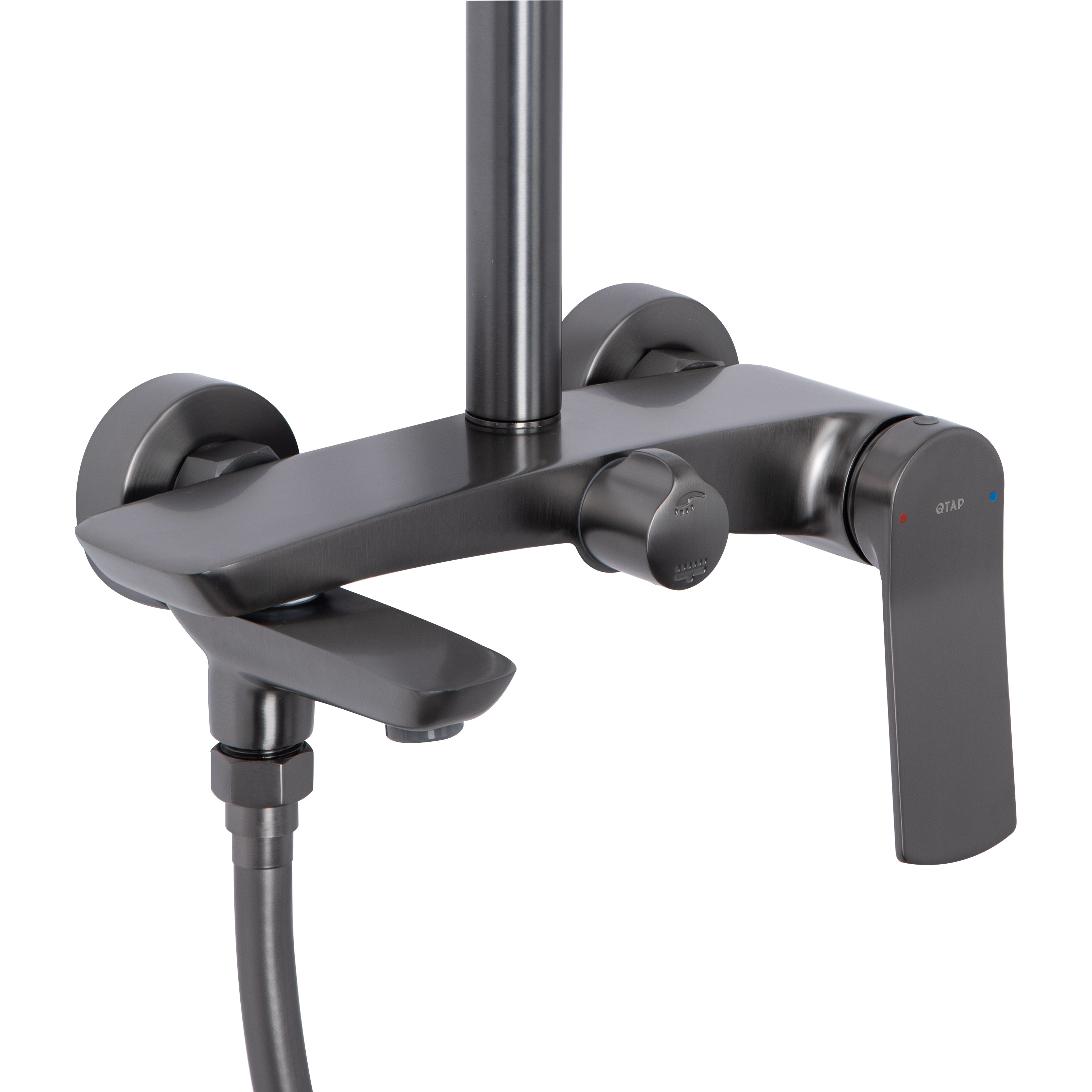 Душова система універсальна Qtap Slavonice на три споживачі (з виливом) Gunmetal Black PVD (QTSLA111GMB45910)
