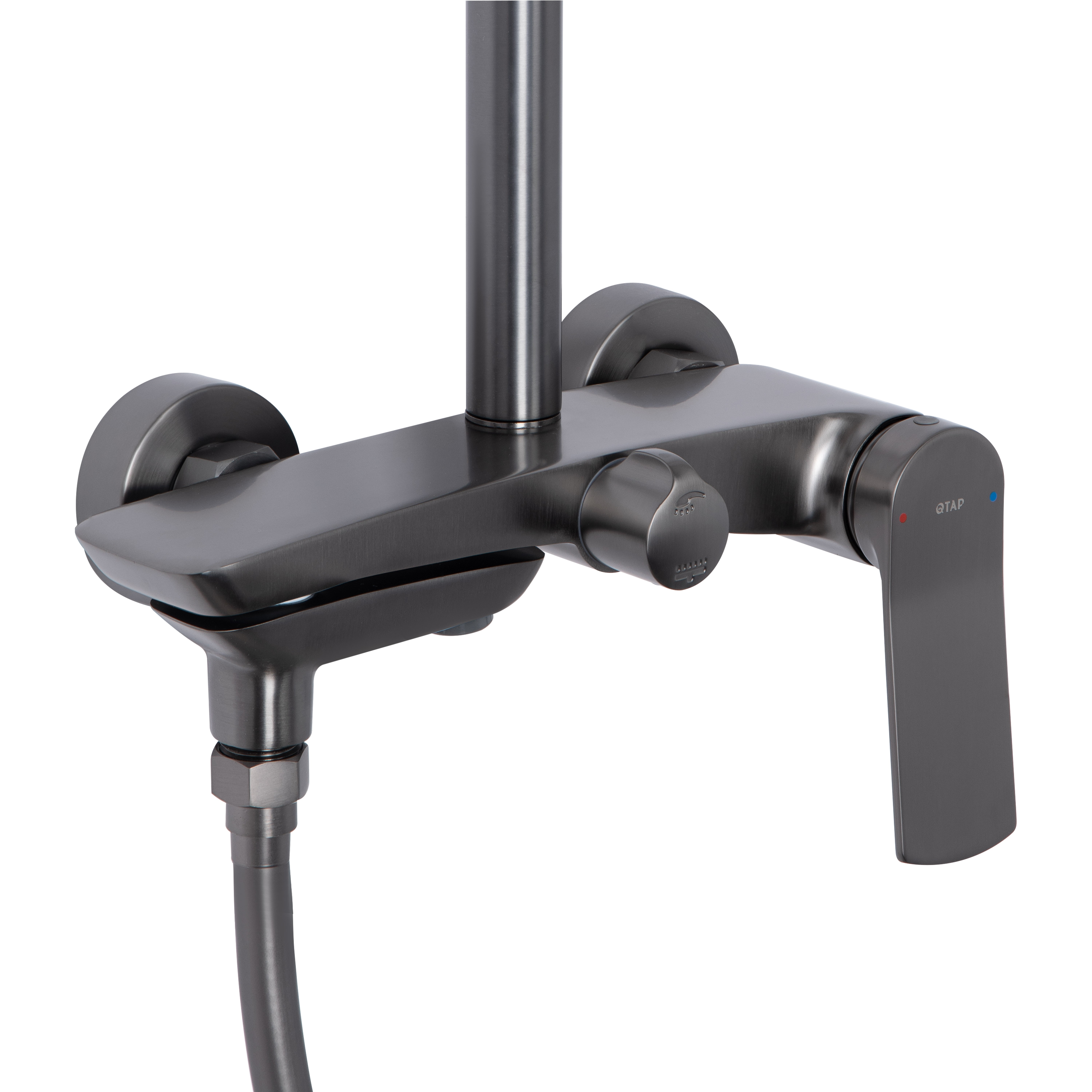 Душова система універсальна Qtap Slavonice на три споживачі (з виливом) Gunmetal Black PVD (QTSLA111GMB45910)