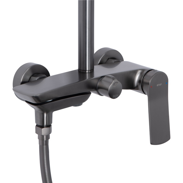 Душова система універсальна Qtap Slavonice на три споживачі (з виливом) Gunmetal Black PVD (QTSLA111GMB45910)