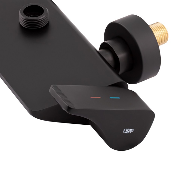 Душова система універсальна Qtap Sloup на три споживачі (з виливом) з полицею Black Matt (QTSL51105OGB)