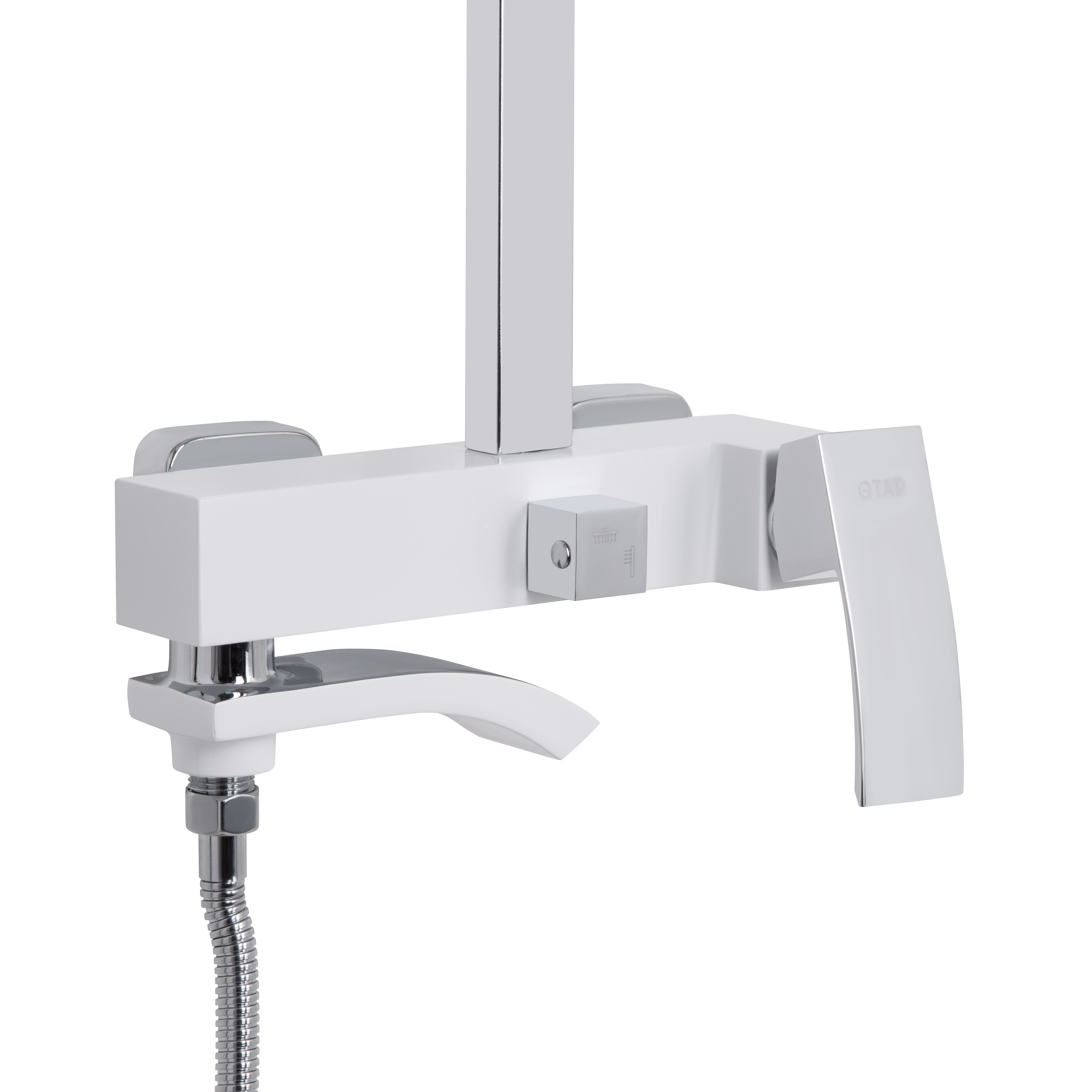 Душова система універсальна Qtap Swan Cascada на три споживачі (з виливом) Chrome/White (QTSWA111CRW45570)