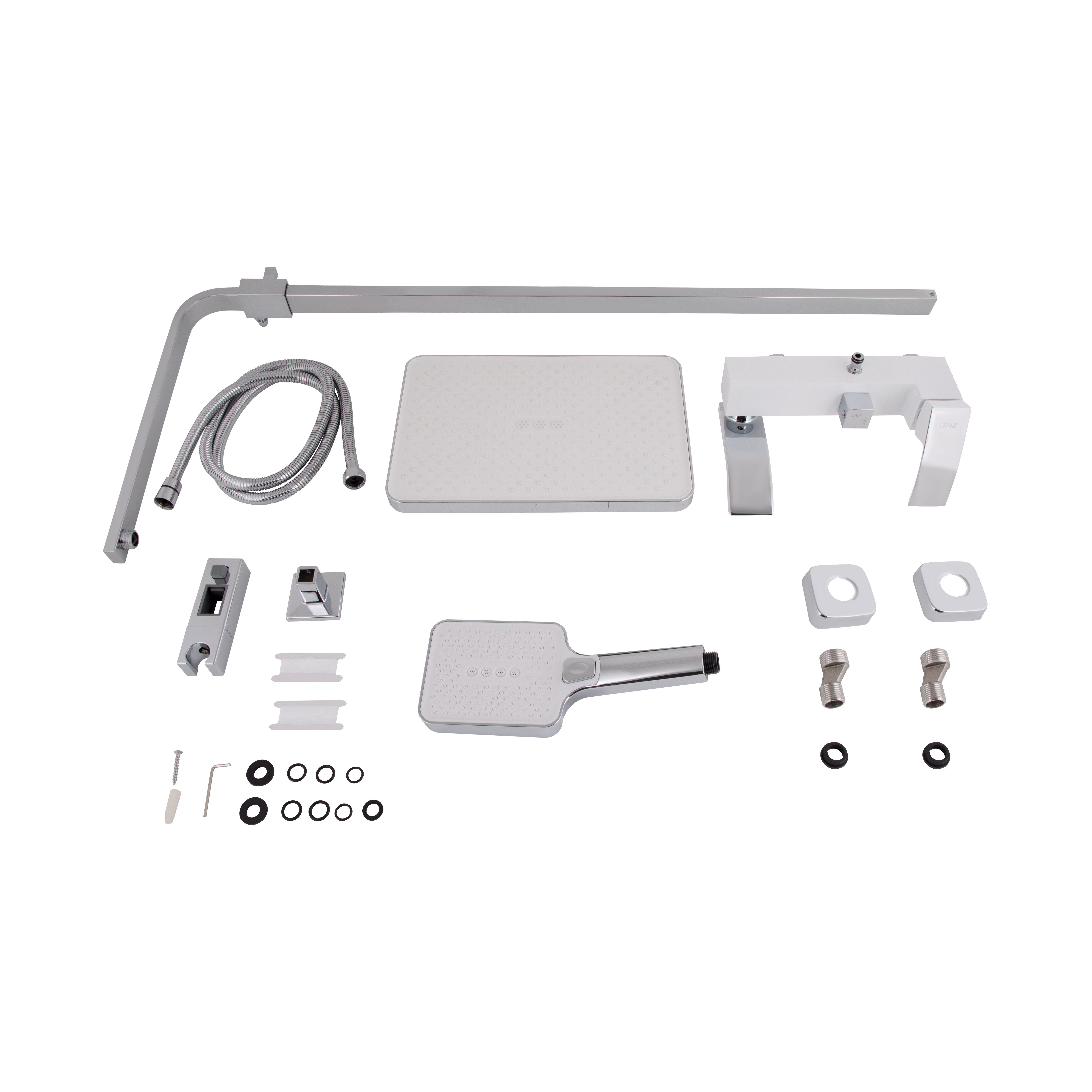 Душова система універсальна Qtap Swan Cascada на три споживачі (з виливом) Chrome/White (QTSWA111CRW45570)