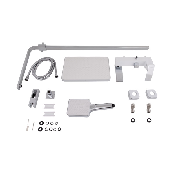 Душова система універсальна Qtap Swan Cascada на три споживачі (з виливом) Chrome/White (QTSWA111CRW45570)