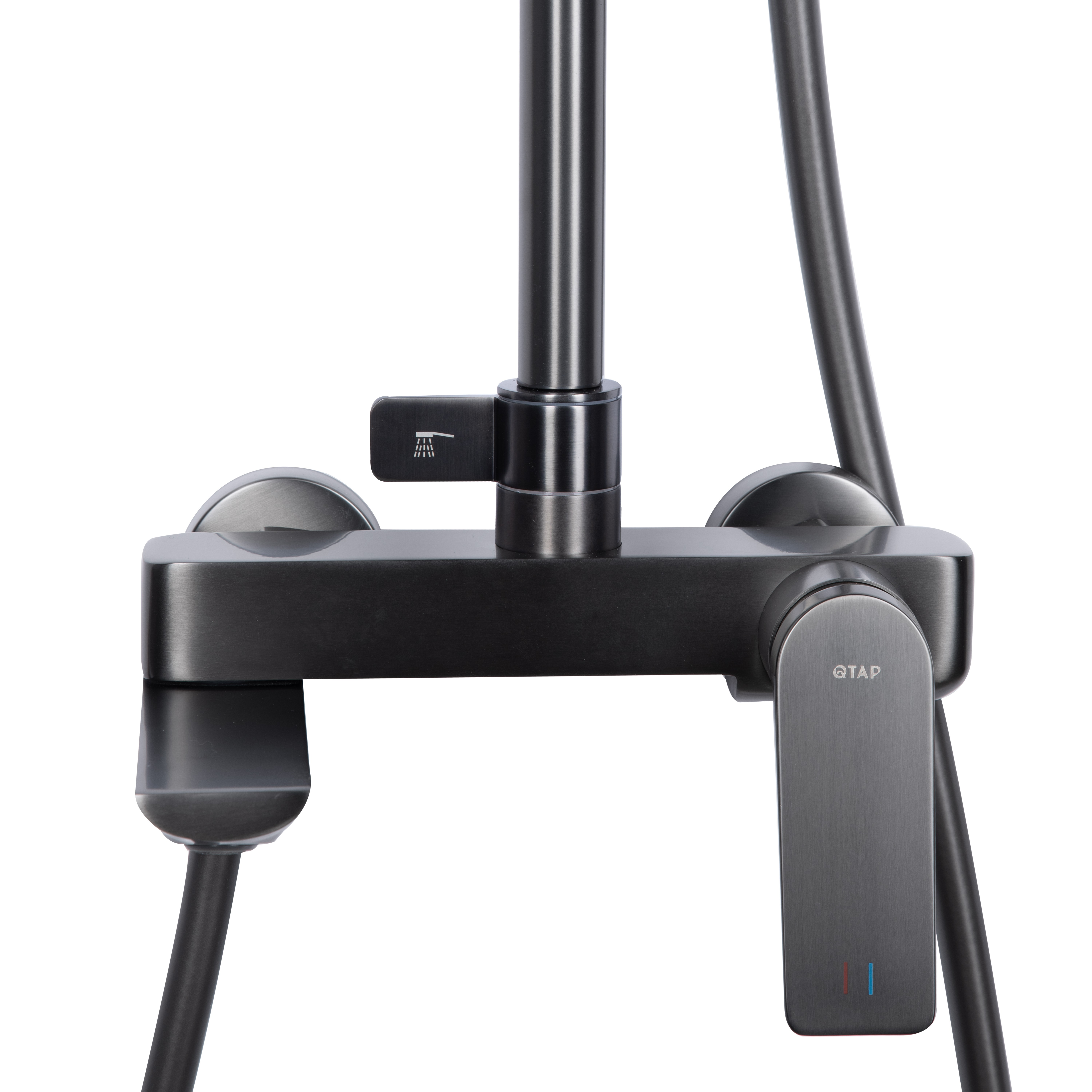 Душова система універсальна Qtap Vlasta New на три споживачі (з виливом) Gunmetal Black PVD (QTVLA111GMB45651)