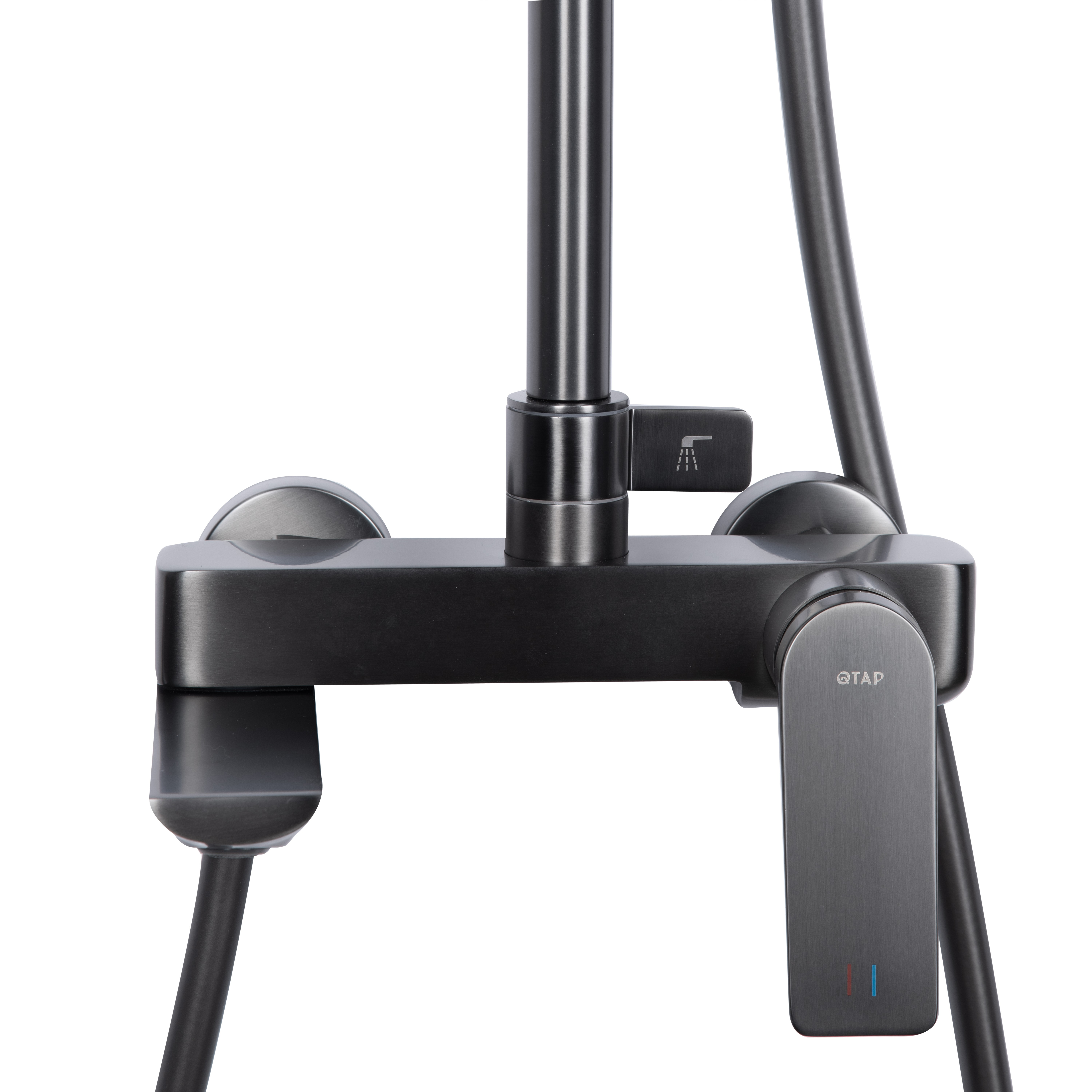 Душова система універсальна Qtap Vlasta New на три споживачі (з виливом) Gunmetal Black PVD (QTVLA111GMB45651)