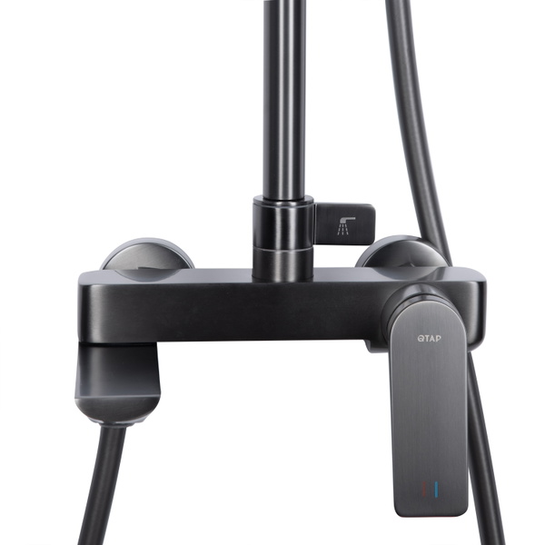 Душова система універсальна Qtap Vlasta New на три споживачі (з виливом) Gunmetal Black PVD (QTVLA111GMB45651)
