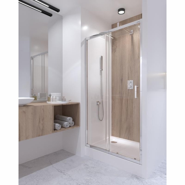 Душові двері в нішу Qtap Taurus CRM201-11.C6 97-108 х 200 см, скло Clear 6 мм, покриття CalcLess