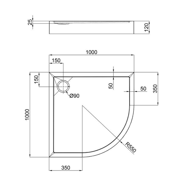 Душовий піддон Qtap 100 х 100 х 12 см + сифон (Robin 301112)