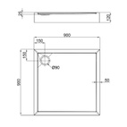 Душовий піддон Qtap 90 х 90 х 12 см + сифон (Tern 309912C)