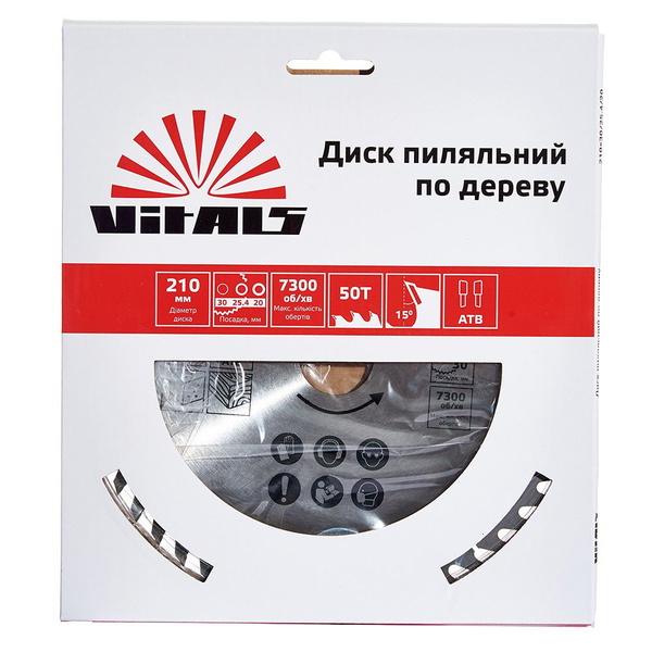 Диск пильный Vitals по дереву 210 х 30/25,4/20 ATB 50