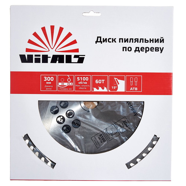 Диск пильный Vitals по дереву 300 х 30/25,4 ATB 60