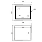 Дзеркало Lidz Kubis (KU2) 700 х 800 з LED-підсвічуванням Touch, з антизапотіванням, димером, рег. яскравості (LD78LF904708048447)