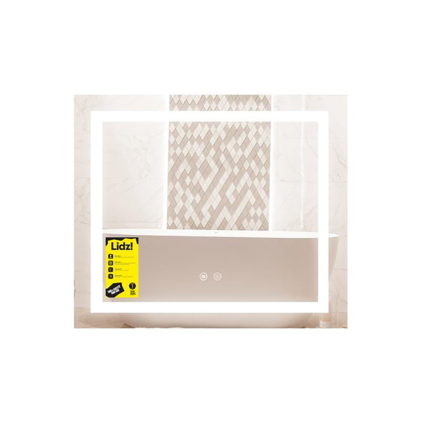 Дзеркало Lidz Kubis (KU1) 700 х 600 з LED-підсвічуванням Touch, з антизапотіванням, димером, рег. яскравості (LDKU60070049285)