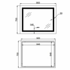 Зеркало Lidz Kubis (KU1) 900 х 700 с LED-подсветкой Touch, с антизапотеванием, диммером, рег. яркости (LD78LF904907048451)