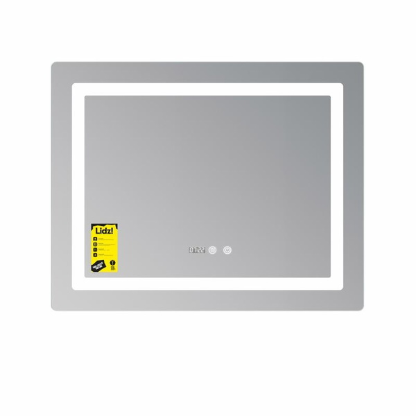 Дзеркало Lidz Kubis (KU2) 1000 х 800 з годинником, з LED-підсвічуванням Touch, з антизапотіванням, димером, рег. яскравості (LDKU1000800CL49282)