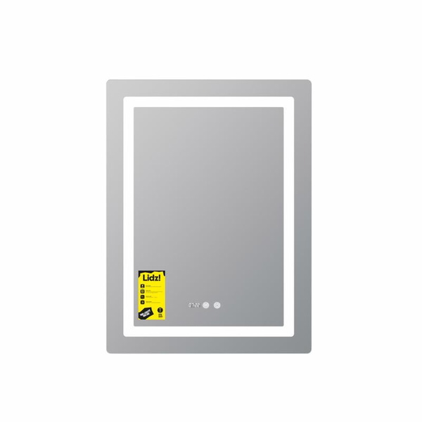 Дзеркало Lidz Kubis (KU2) 600 х 800 з годинником, з LED-підсвічуванням Touch, з антизапотіванням, димером, рег. яскравості (LDKU600800CL49280)