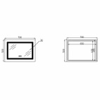 Дзеркало Lidz Kubis (KU2) 700 х 500 з LED-підсвічуванням Touch, з антизапотіванням, димером, рег. яскравості (LD78LF90448486)