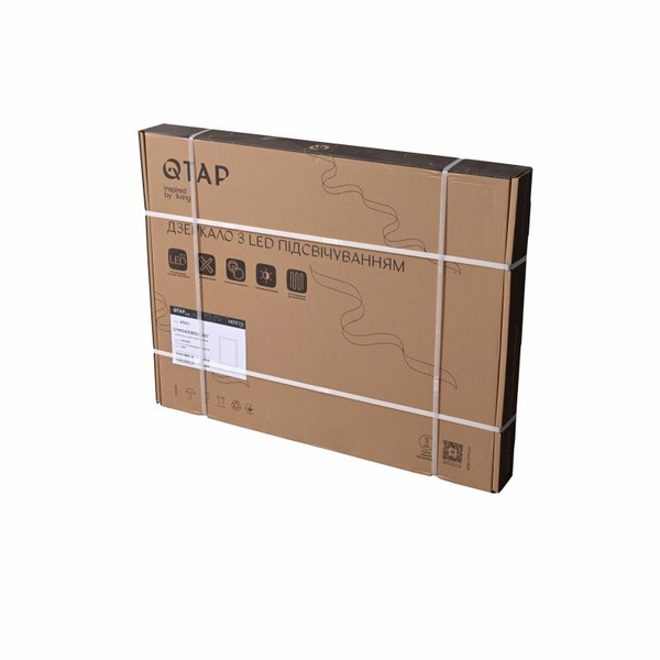 Дзеркало Lidz Kubis (KU2) 800 х 600 з годинником, з LED-підсвічуванням Touch, з антизапотіванням, димером, рег. яскравості (LDKU800600CL48281)