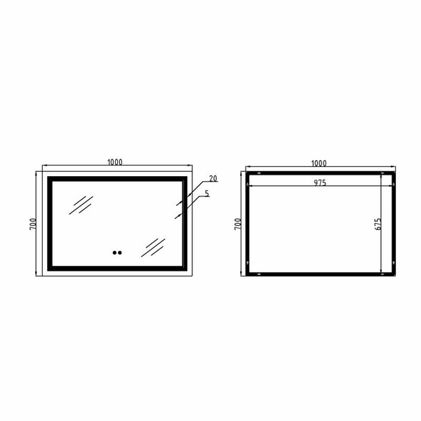 Дзеркало Qtap Cardinal 1000 х 700 з LED-підсвічуванням Touch, з антизапотіванням, димером, рег. темп. кольору (3000-6500K) (QT0478C10070)