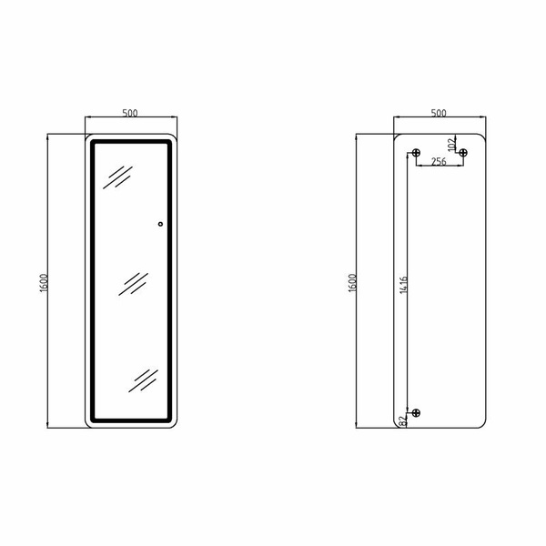 Дзеркало Qtap Gemini 500 х 1600 з LED-підсвічуванням Touch, димером (QTGE50160049284)