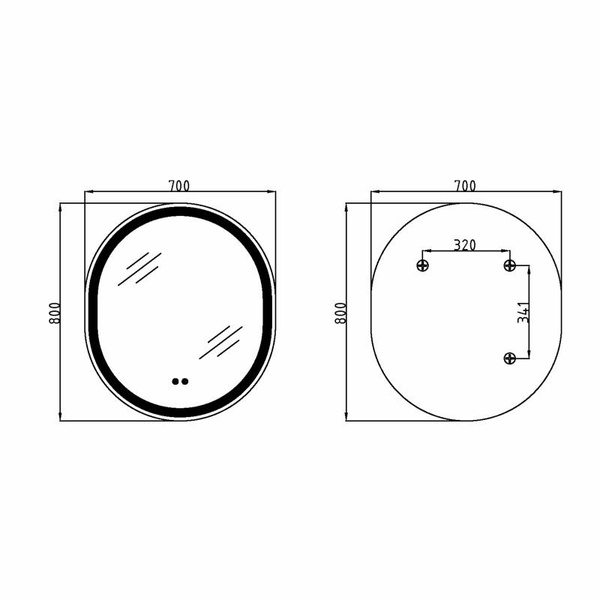 Дзеркало Qtap Gemini 800 х 700 з LED-підсвічуванням Touch, з антизапотіванням, димером, рег. темп. кольору (3000-6500K) (QT2578R8071W)