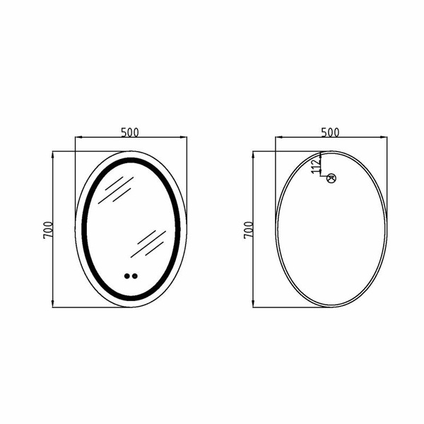 Дзеркало Qtap Mideya 500 х 700 з LED-підсвіткою Touch, з антизапотіванням, димером (QT2078NCR5070W)