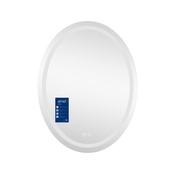 Дзеркало Qtap Mideya (DC-F801) 600 х 800 з LED-підсвіткою Touch, з антизапотіванням, димером (QT2078F801W)