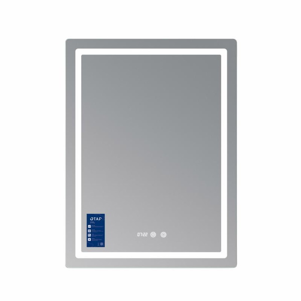 Дзеркало Qtap Mideya (MI2) 600 х 800 з годинником, з LED-підсвічуванням Touch, з антизапотіванням, димером, рег. яскравості (QTMID60080049627)