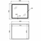 Дзеркало Qtap Mideya (MI2) 800 х 700 з LED-підсвічуванням Touch, з антизапотіванням, димером, рег. яскравості (QT2078NCF807048476)