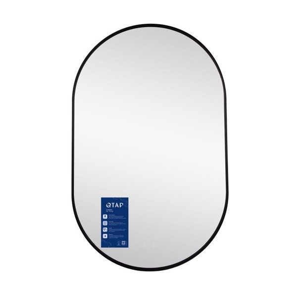 Дзеркало Qtap Scorpio (SC1) з LED-підсвічуванням Touch, з антизапотіванням, димером, рег. темп. кольору (3000-6500K) Black (QTSC500800)