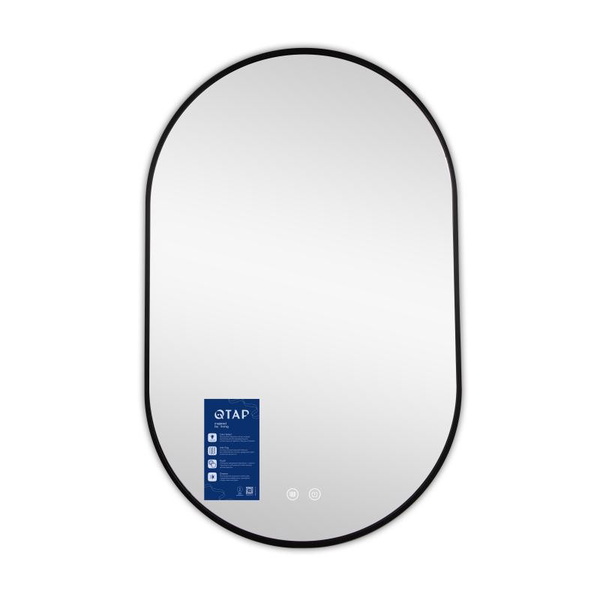 Дзеркало Qtap Scorpio (SC1) з LED-підсвічуванням Touch, з антизапотіванням, димером, рег. темп. кольору (3000-6500K) Black (QTSC500800)