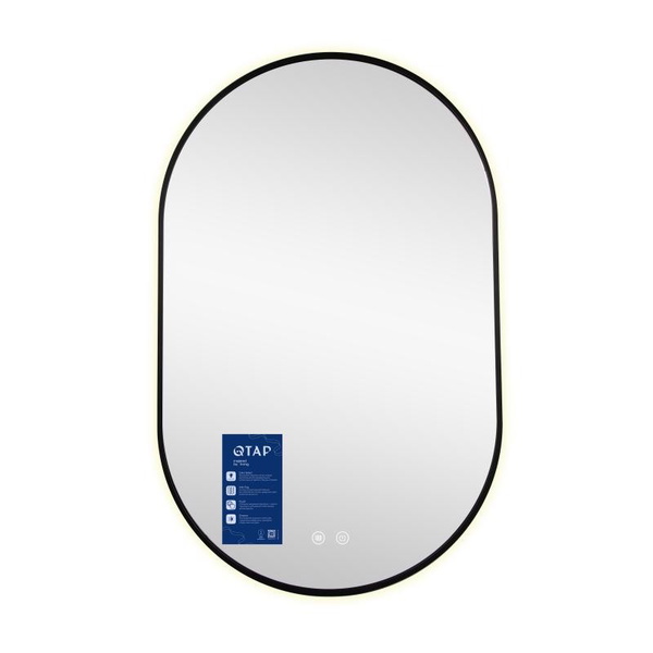 Дзеркало Qtap Scorpio (SC1) з LED-підсвічуванням Touch, з антизапотіванням, димером, рег. темп. кольору (3000-6500K) Black (QTSC500800)