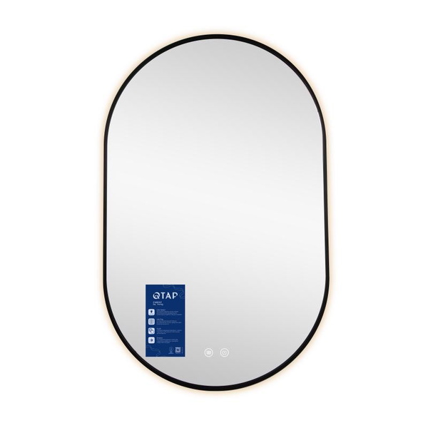 Дзеркало Qtap Scorpio (SC1) з LED-підсвічуванням Touch, з антизапотіванням, димером, рег. темп. кольору (3000-6500K) Black (QTSC500800)