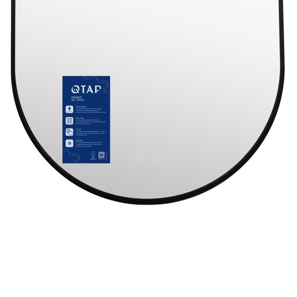 Дзеркало Qtap Scorpio (SC1) з LED-підсвічуванням Touch, з антизапотіванням, димером, рег. темп. кольору (3000-6500K) Black (QTSC500900)