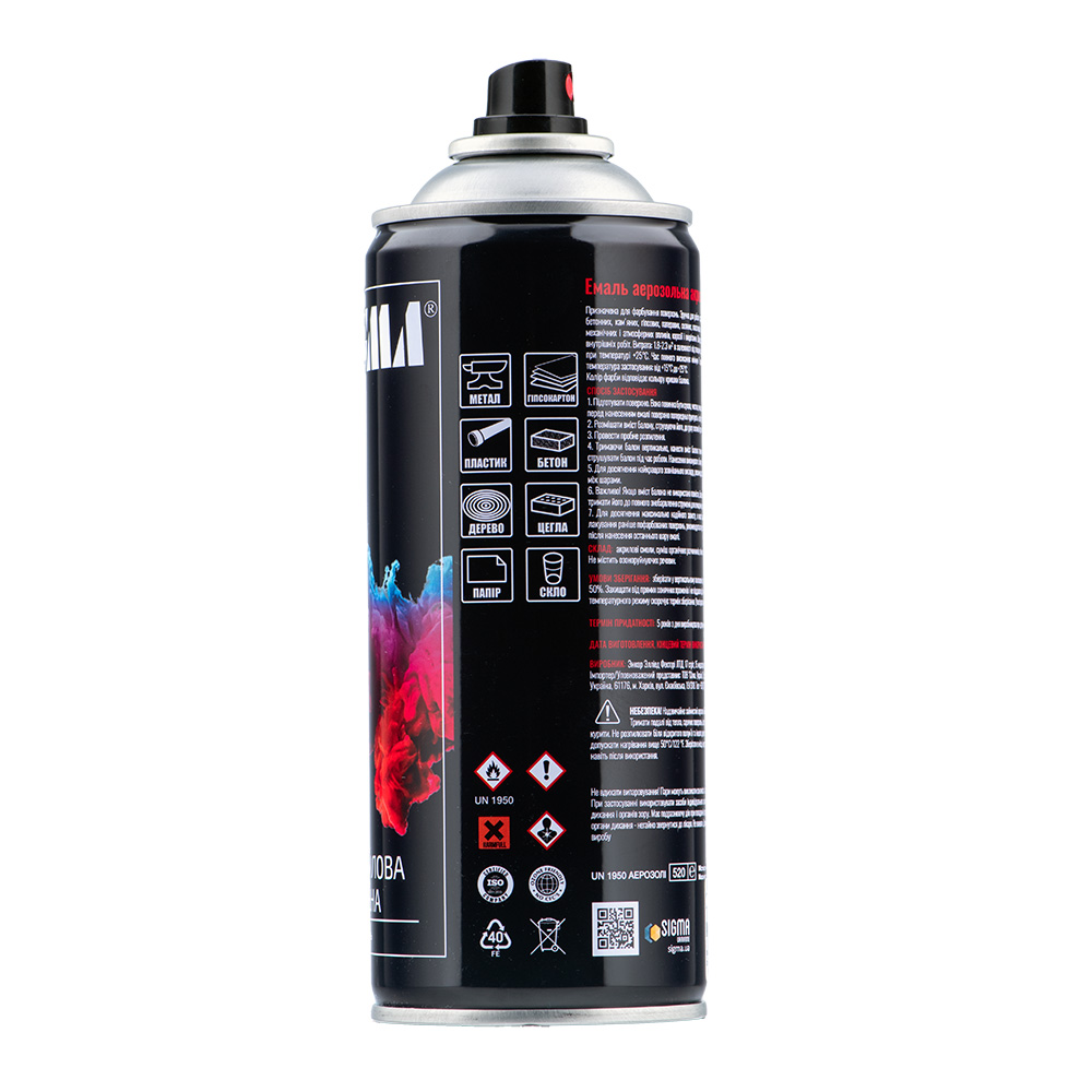 Емаль аерозольна Sigma акрилова 400 мл RAL 7024 графітово-сірий глянець