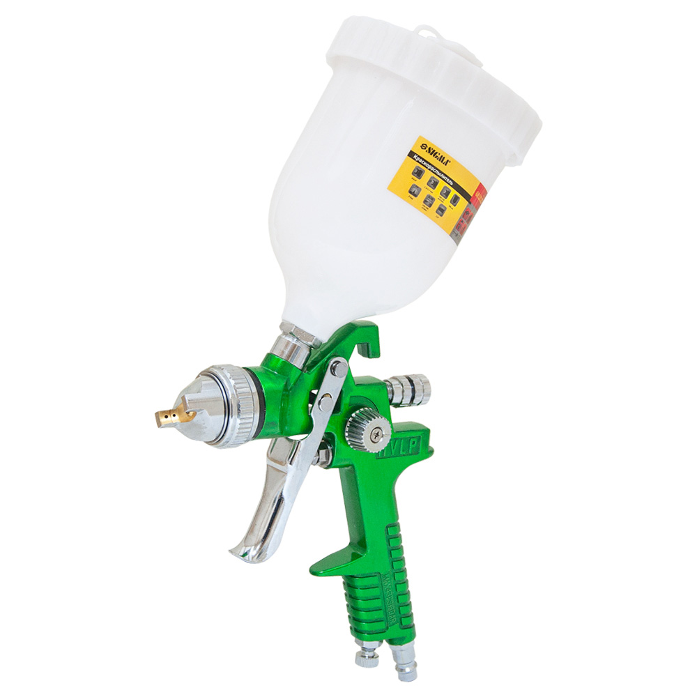 Фарборозпилювач Sigma HVLP Ø1.3 + 1.7 мм 140-280л/хв 3бар в/б 600 мл (пласт) зелений